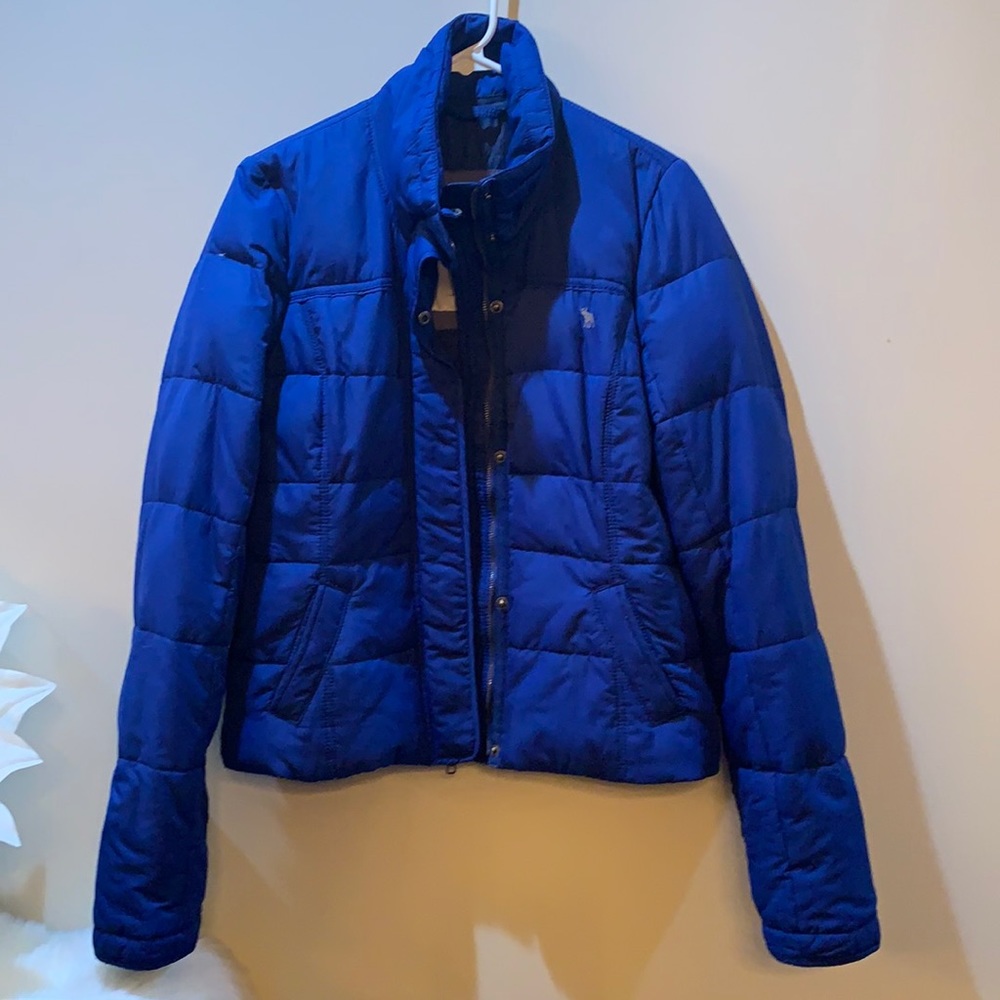 Abercrombie & Fitch Cobalt Blue Quilted Puffer Jacket